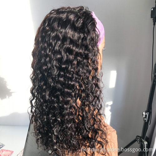 220% density water wave headband wig Wholesale price easy wear 100% virgin human hair Cuticle Aligned  Brazilian wig